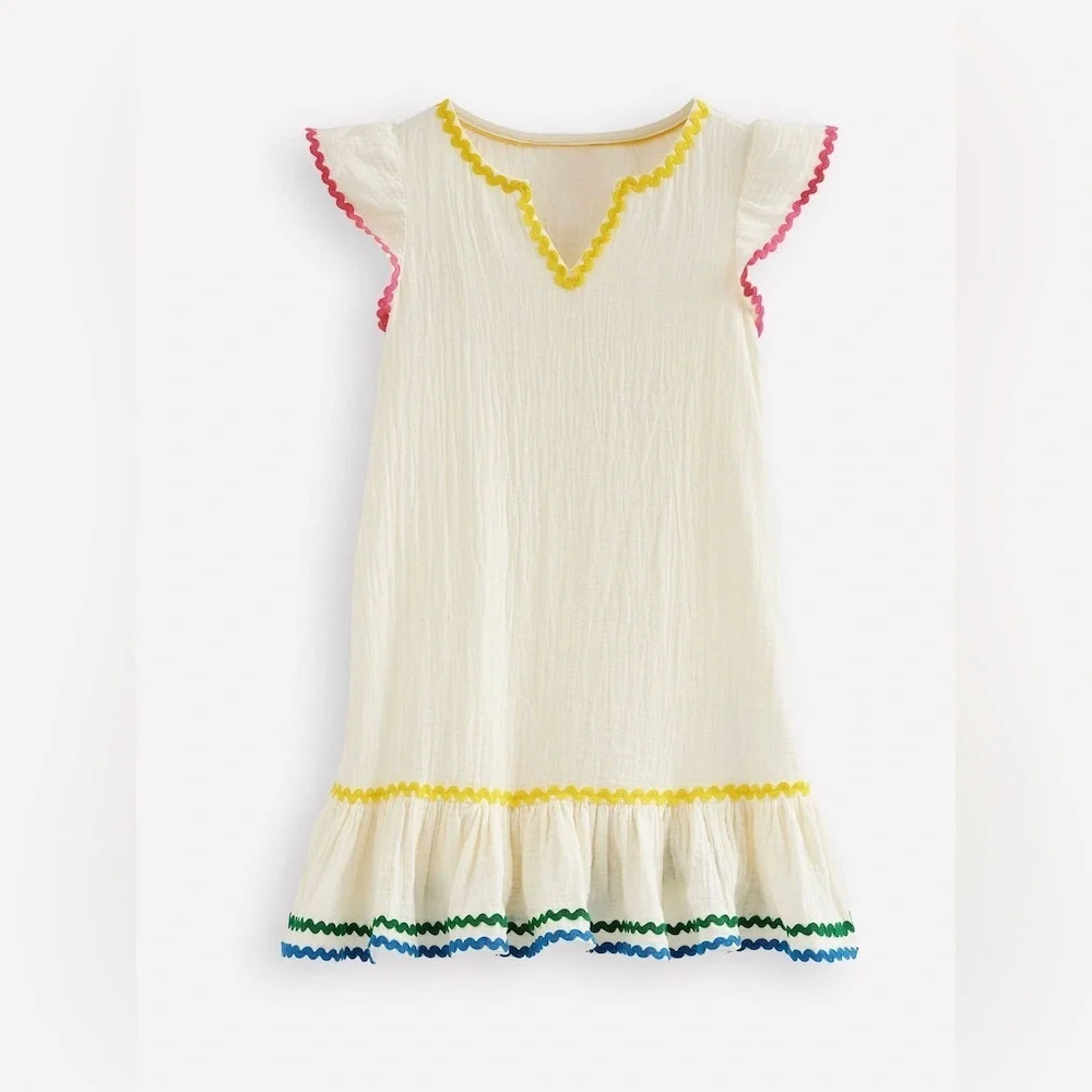 Mini Boden White Emmy Woven Beach